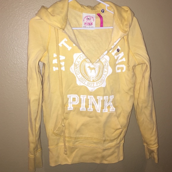 Yellow PINK V-neck Hoodie