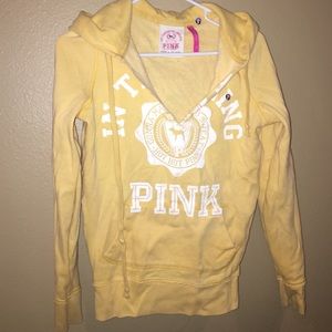 Yellow PINK V-neck Hoodie