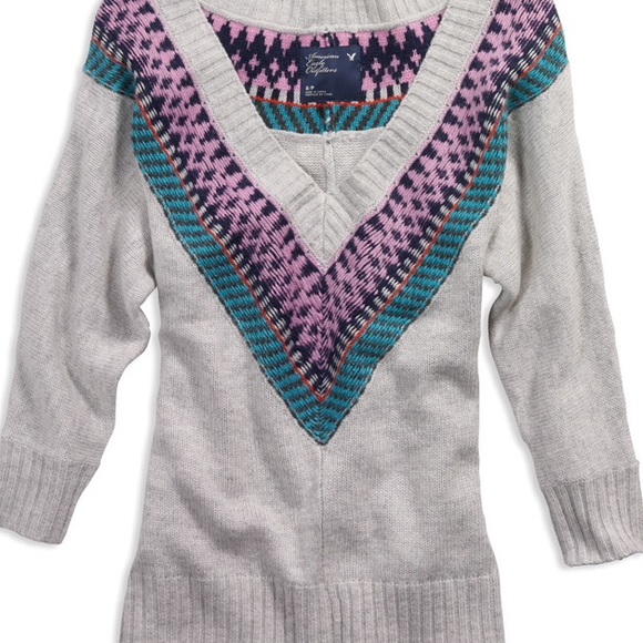 American Eagle Fair Isle V-neck Sweater
