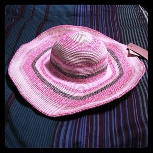Oversized Pink and Brown Striped Hat