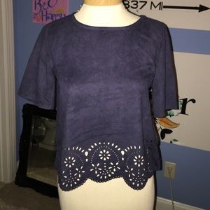 Super cute blue faux suede top
