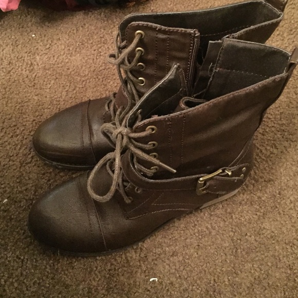 Brown combat boots