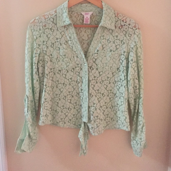 Lace button down