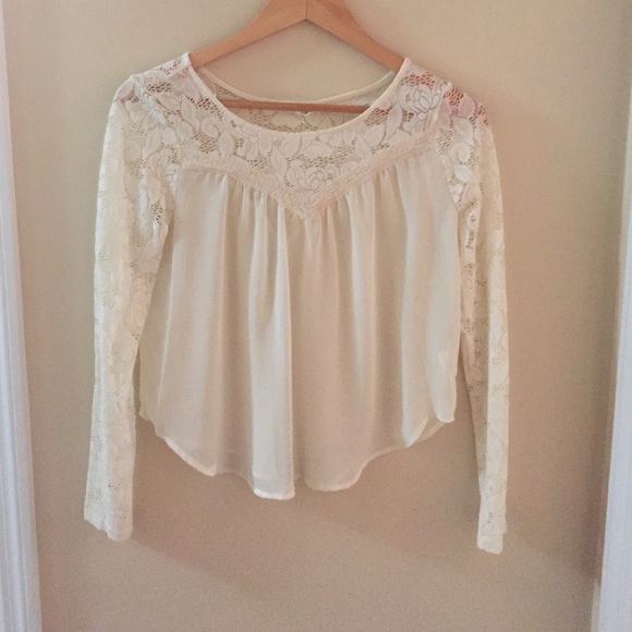 Lace and sheer cream colored top