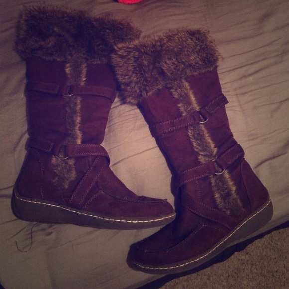 Brown Fur Knee High Boots