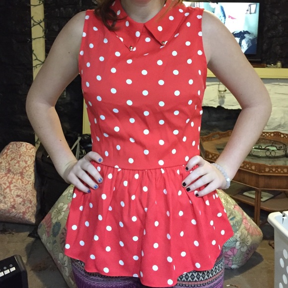 Red polka dot blouse