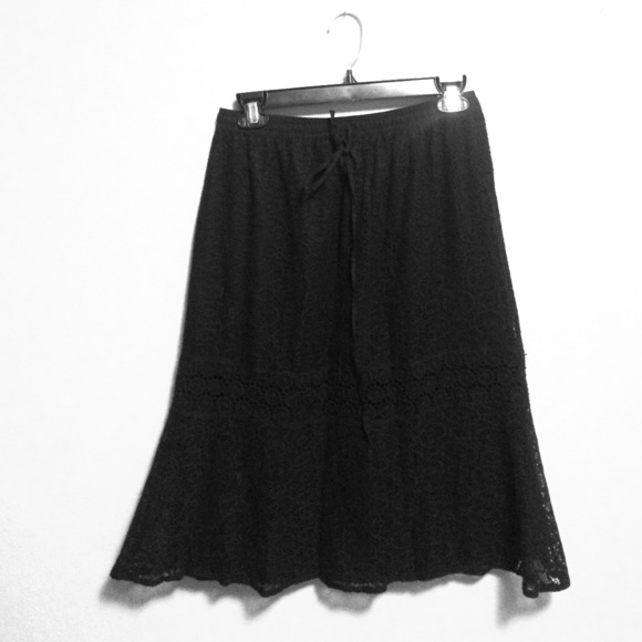 Black Lace Crochet Skirt