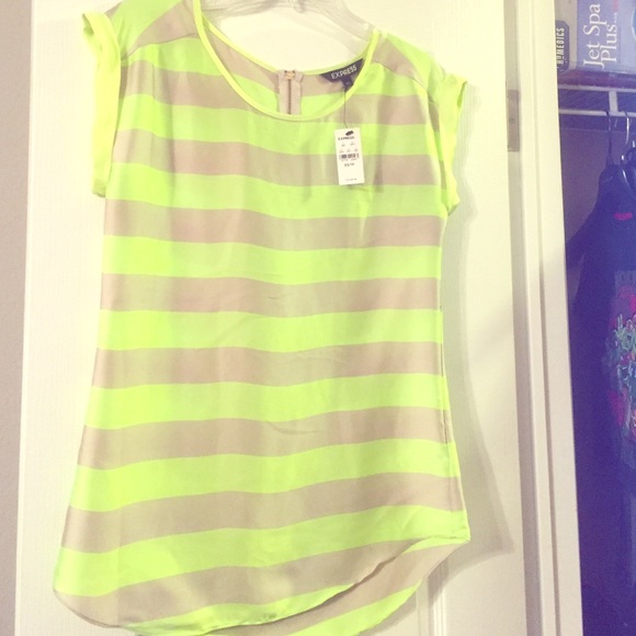 Express blouse. Lime green and beige stripe NWT
