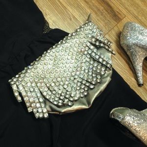 Silver Sparkle Fringe Clutch