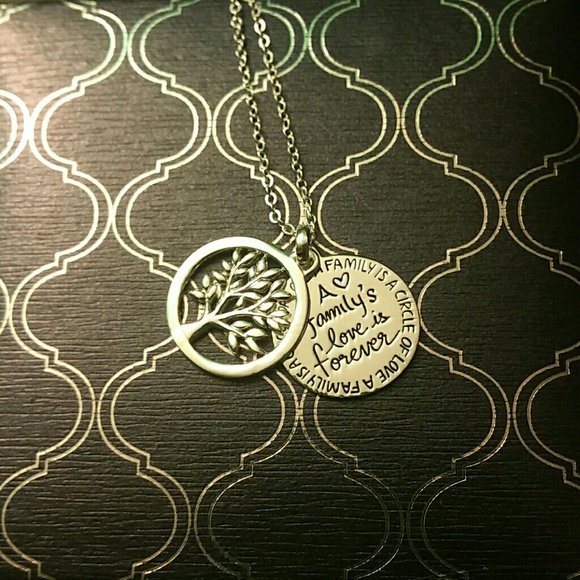 Silver family necklace 18" with box