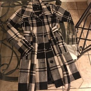 Black and white plaid Peacoat