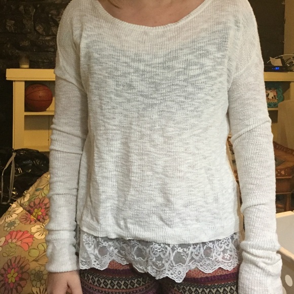White lace bottom sweater