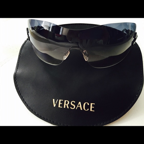 Versace blue ombré rimless sunglasses with case