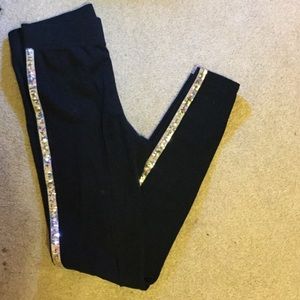 vspink silver and black side stripe leggings