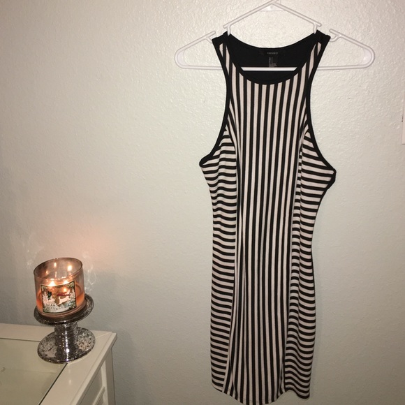 Black and white striped dress
