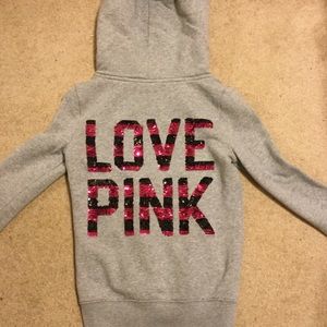 vspink bling back zip up jacket
