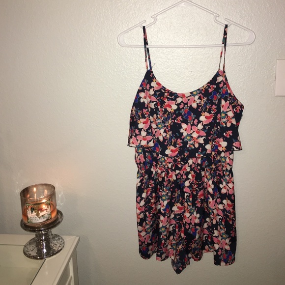Floral romper with elastic waist
