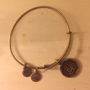 Alex and Ani initial "A" bracelet in Gold