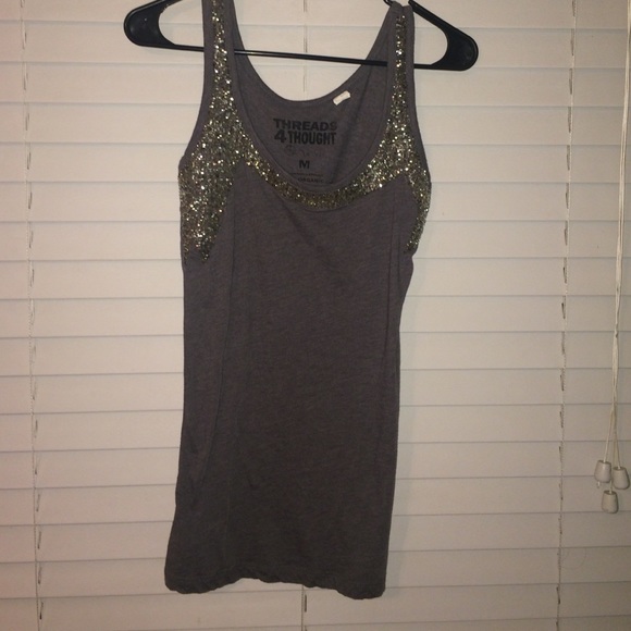 Gray Jeweled Tank Top