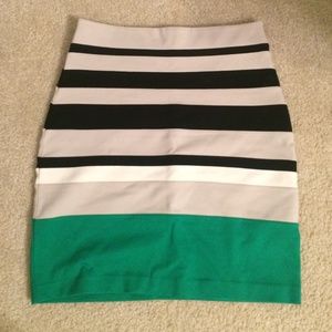 Express stretch stripe pencil skirt