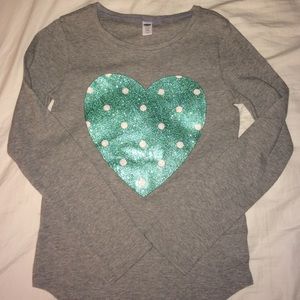 Grey knit Old Navy long sleeve girls shirt size 14