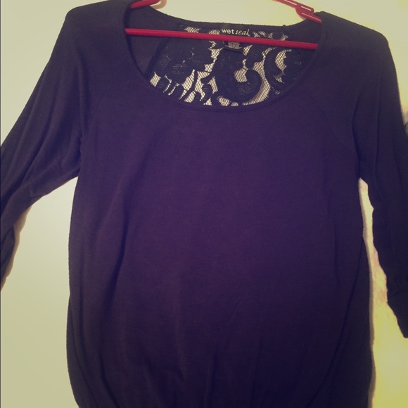 Navy blue top with lace back