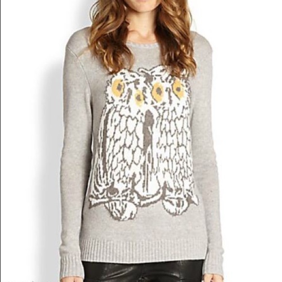 SOLD BCBG MAX AZRIA Rooney Owl Gray Sweater - Picture 2 of 3