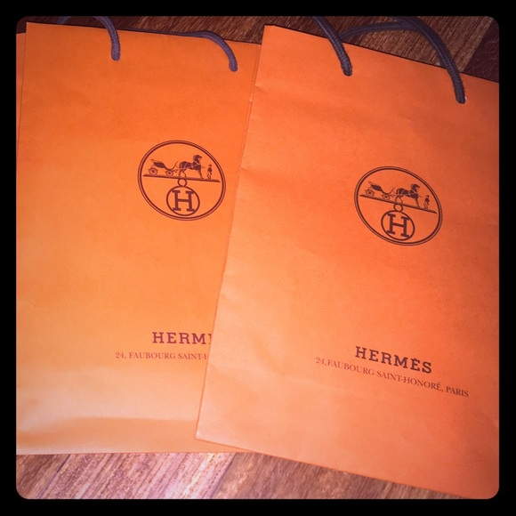 2 medium size Hermes shopping bags