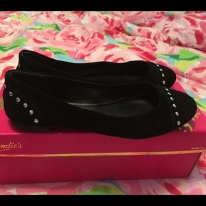 Candies Black Suede Studded Flats size 7