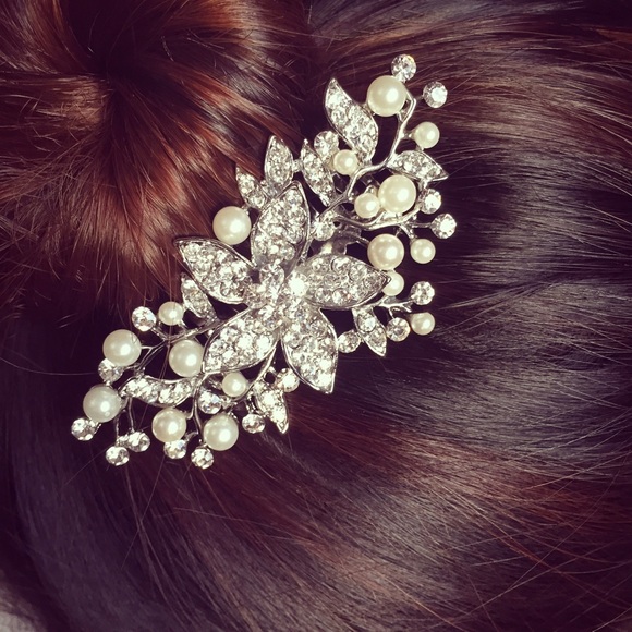 Rhinestone Pearl Hair Comb