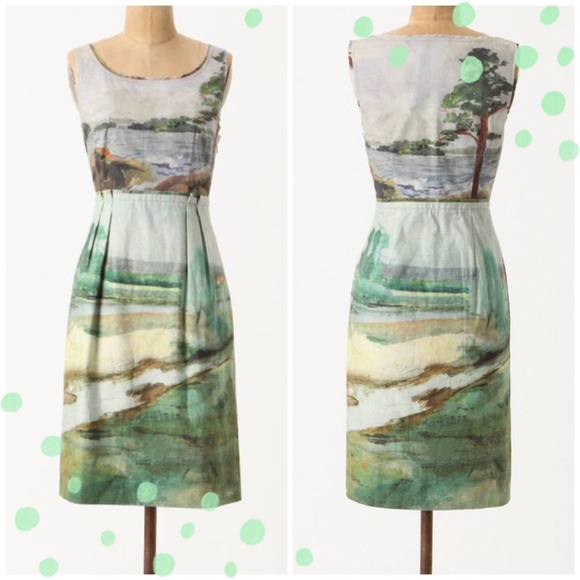 Anthropologie Impressionist Printed Sheath Dress