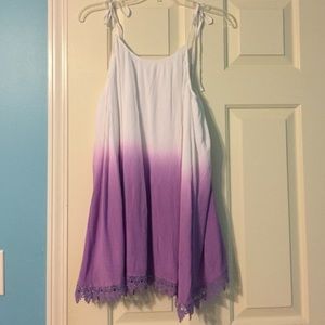 White and purple spaghetti strap dress