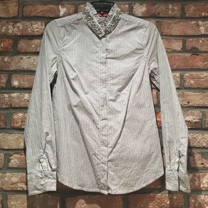 Rhinestone Collar Blouse