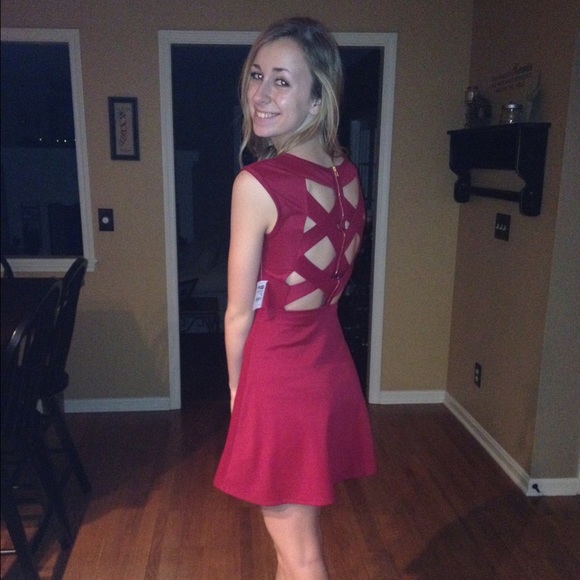 NWOT Wine Criss Cross Back Charlotte Russe Dress