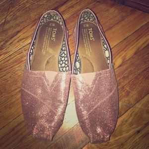 SOLD — Pink TOMS Glitter Flats