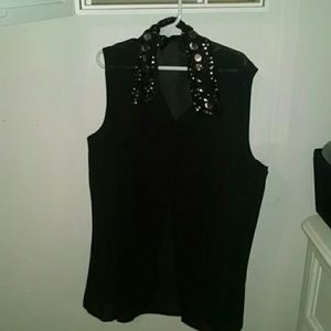 Black sheer button down tank