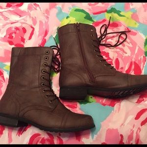 Brown Lace Up Combat Boots