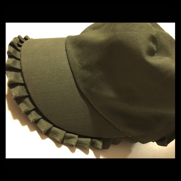 Olive green girly conductor hat with frilly detail