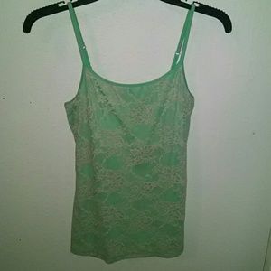 Lace mint green tank top