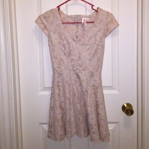 NWOT Nude with White Lace Skater Dress