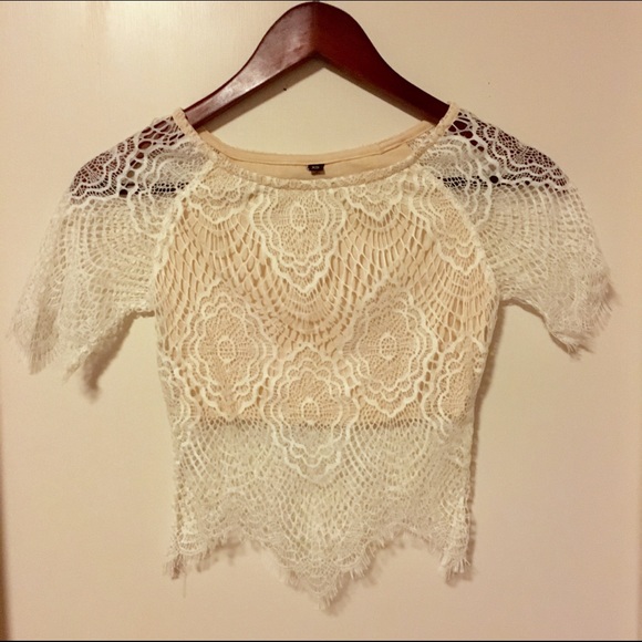 • white eyelash lace crop top •