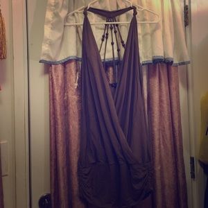 Brown top with beaded back detail