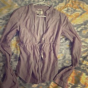 A & F maroon striped blouse