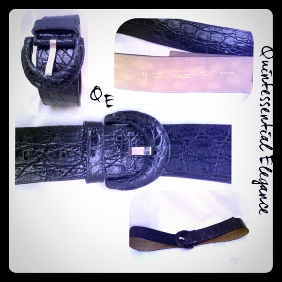 RENOMA Black Crocodile Belt - Picture 1 of 4