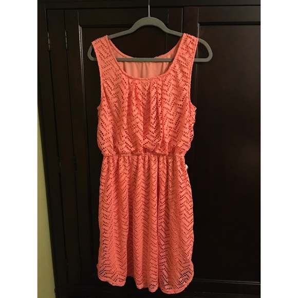 Coral cute and sassy eyelet dress!