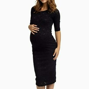 Black lace maternity dress