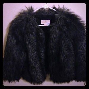 Charcoal Shaggy Faux fur Michael Kors jacket.