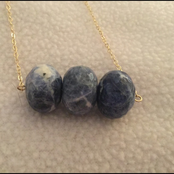 NWOT Priviledged Brand Blue Lapis 3 Bead Necklace