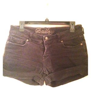 Mid-rise black denim shorts
