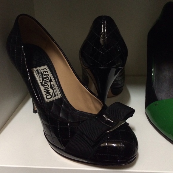 Salvatore Ferragamo Sharla platform patent pumps